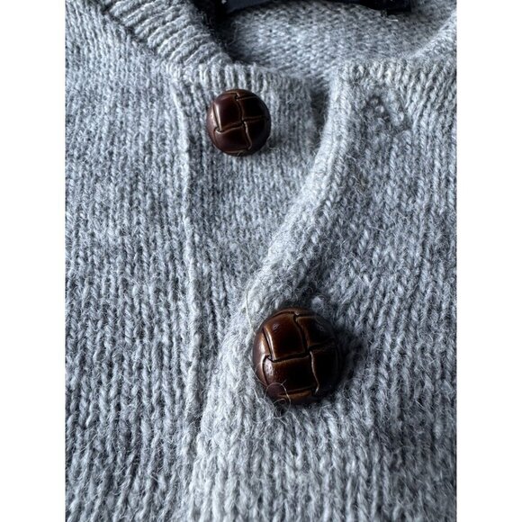 Vintage Jantzen Men's Sz M Gray and Blue Wool Sweater w/ Leather Buttons  USA - Picture 5 of 12